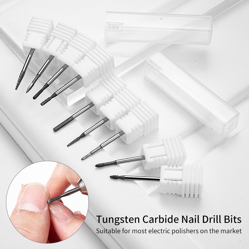 LUSLUKING ทังสเตนคาร์ไบด์เจาะเล็บไฟล์เล็บสําหรับยาทาเล็บเจลยูวีลบหนังกําพร้า เครื่องขัดเล็บเหล็กทังสเตน หัวเจียเล็บ แยกหัว