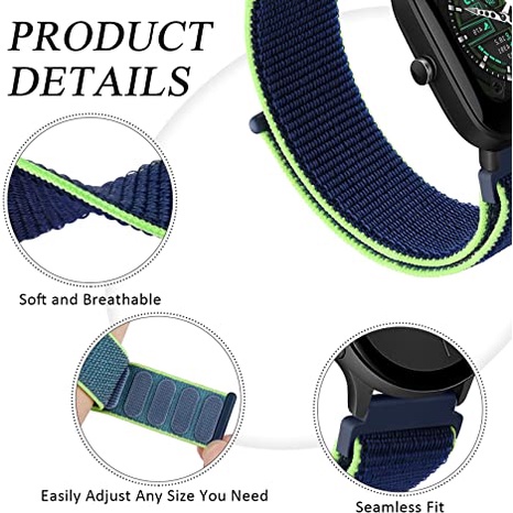 beiziye สายนาฬิกา Amazfit GTS 4,4 mini / GTS / GTS 2,2e,2 mini / GTS 3  ผ้าไนล่อนขนาด 20 มม.(แถบยึด)