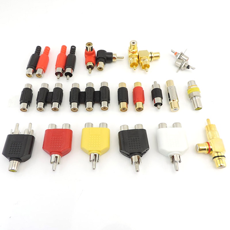 อะแดปเตอร์แยกเชื่อมต่อ RCA ตัวผู้ ตัวเมีย เป็น 2rca 3rca ตัวผู้ ตัวเมีย RCA AV ปลั๊ก T RCA 2 3 ทาง ขวา นางฟ้า a1 THK1 2 ชิ้น