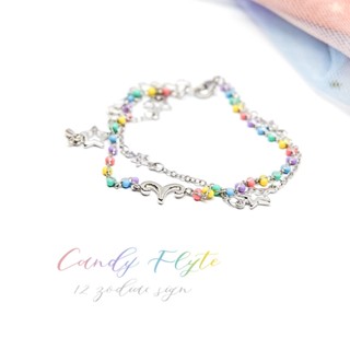 Fyne Fories Candy Flyte Bracelet ♡ สร้อยข้อมือสีพาสเทล กับสายลายดาว 12 ราศี ♡ fynefories