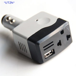 Utzn&gt; ใหม่ ตัวแปลงชาร์จโทรศัพท์มือถือ USB 12V 24V เป็น 220V คุณภาพสูง สําหรับรถยนต์