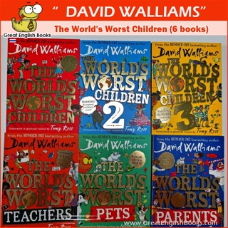 (ใช้โค้ดรับcoinคืน10%ได้) พร้อมส่ง ชุดหนังสือภาษาอังกฤษจากนักเขียนชื่อดัง DAVID WALLIAMS: The Worlds Worst Children (6 books)