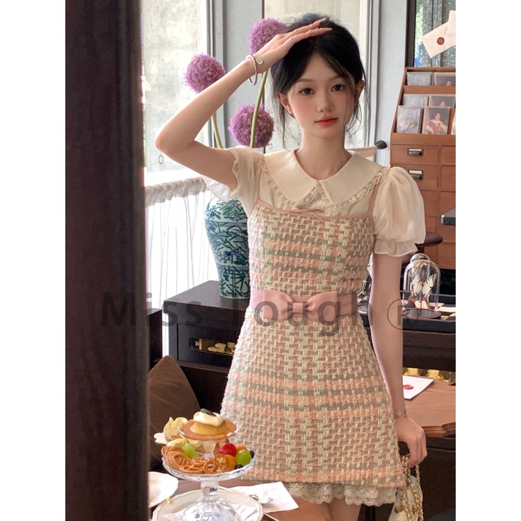 Autumn Vintage Sweet 3 Piece Set Women Lace France Elegant Party Strap Dress Suit Pink Designer Korean Style Chic Clothi #4