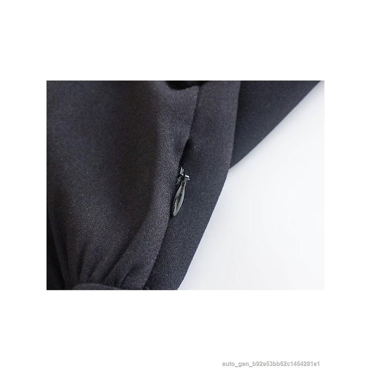 TELLHONEY Women Fashion With Belt Side Zipper V Neck Midi Dress Female Party Long Sleeves Button Decoration Pleats Long #6