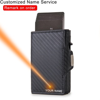 DIENQI Carbon Fiber Card Holder Wallets Men Brand Rfid Black Magic Trifold Leather Slim Mini Wallet Small Money Bag Male
