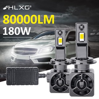 Hlxg หลอดไฟตัดหมอก 80000LM Turbo LED H7 Canbus H4 H1 H11 9005 9006 HB3 HB4 HIR2 9012 5570 CSP 6000K 180W K5C สําหรับรถยนต์