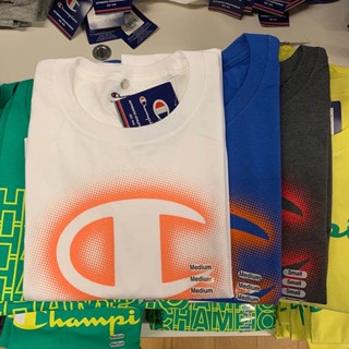 Champion เสื้อยืดลําลอง คอกลม แขนสั้น ผ้าฝ้ายแท้ พิมพ์ลาย สําหรับผู้ชาย