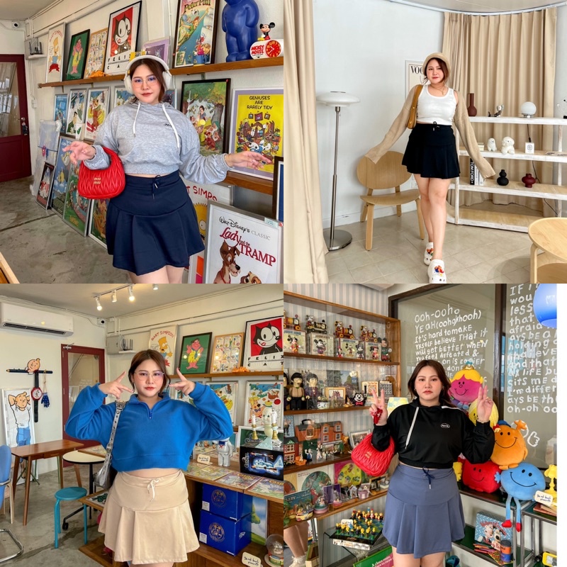 𝗦𝗽𝗼𝗿𝘁𝘆 𝗦𝗸𝗶𝗿𝘁 กระโปรงพลีทสั้น มีเชือกที่เอว - merry house