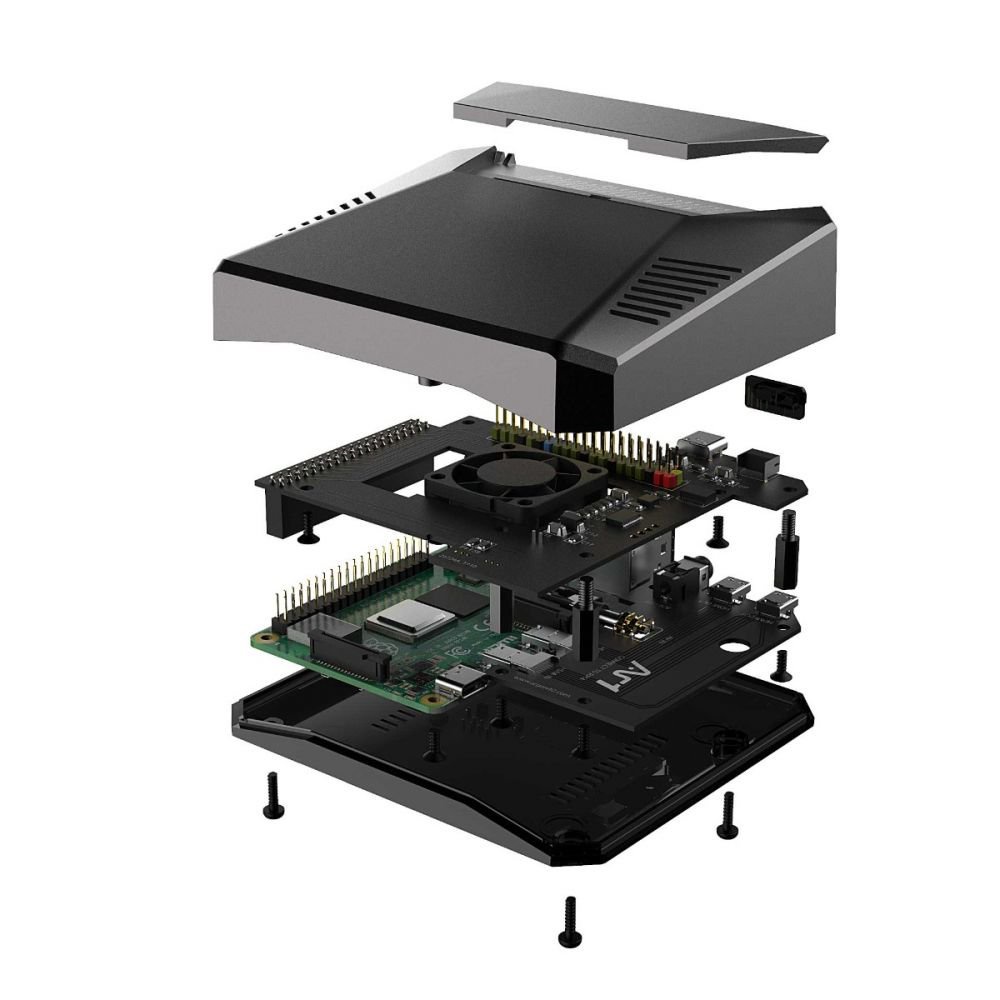 อุปกรณ์Raspberry Pi 4B Argon One M.2 Aluminum Case with M.2 SATA SSD Expansion Slot GPIO Cover Cooling Fan for Raspberry #8