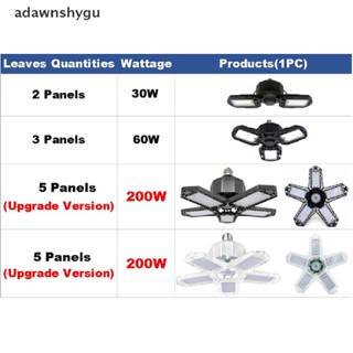 Adawnshygu หลอดไฟเพดานโรงรถ LED 30 60 200W E26 E27 เปลี่ยนรูปได้ พร้อมแผง 5 แผง TH