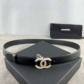 **Do** เข็มขัด Chanel Double C copper buckle with Swarovski rhinestones ขนาด 2.5 cm สินค้าใหม่ ของแท้