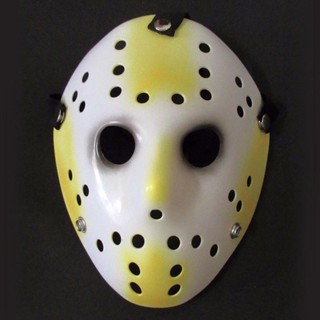 หน้ากาก Mask Friday The 13th วันศุกร์ที่ 13 Jason Voorhees เจสัน วอร์ฮีส์ สีขาวตัดเหลืองตาดำ สุดโหด สยองขวัญ Horror