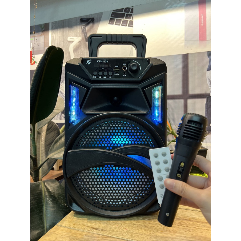ลำโพงบลูทูธ ดอกใหญ่8นิ้ว KTS-1178 แถมไมค์สาย+รีโมท ลำโพงคาราโอเกะ ลำโพง ไร้สาย ไฟดิสโก้ มีหูหิ้ว แบตในตัว สินค้าพร้อมส่ง - รูปที่ 3