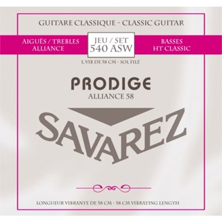 Savarez 540ASW Prodige 58 (Wound 3rd G String) สายสำหรับกีตาร์ Scale Length 580mm ถึง 640mm, SET Normal Tension