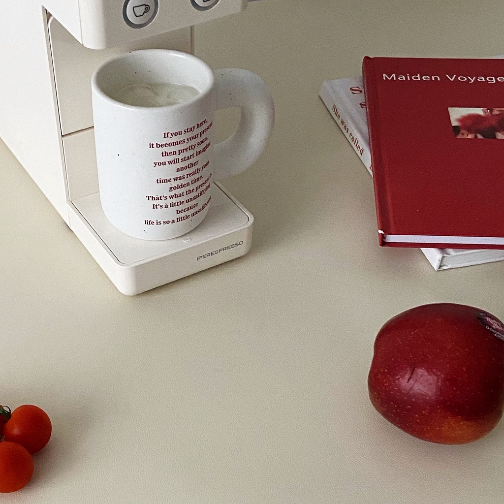 Starry SKY shop-ins บล็อกเกอร์ fat handle ตัวอักษรสีแดง French mug