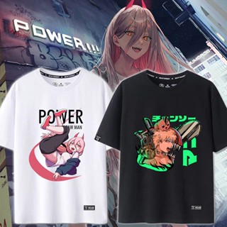 oversize T-shirt เสื้อยืดแขนสั้น ทรงหลวม ลาย Chainsaw Man Merchandise Yanquan Macchima แฟชั่นฤดูร้อน สําหรับผู้ชาย และคู