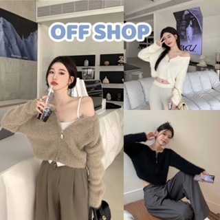 OFF SHOP พร้อมส่ง (OFF-M5508)  เสื้อไหมพรม คอกลมแขนยาว ซิปรูดสองทาง ดีเทลขนมุ้งมิ้งน่ารัก