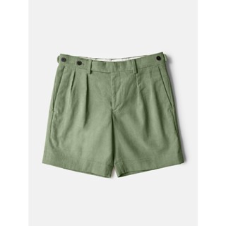 [JBB*] MINT GREEN CORDUROY TWO-TUCK SHORTS  เจบีบี กางเกงขาสั้น ผ้าคอตตอน เส้นใยธรรมชาติ กางเกงขาสั้นสองจีบ สีเขียวมิ้น