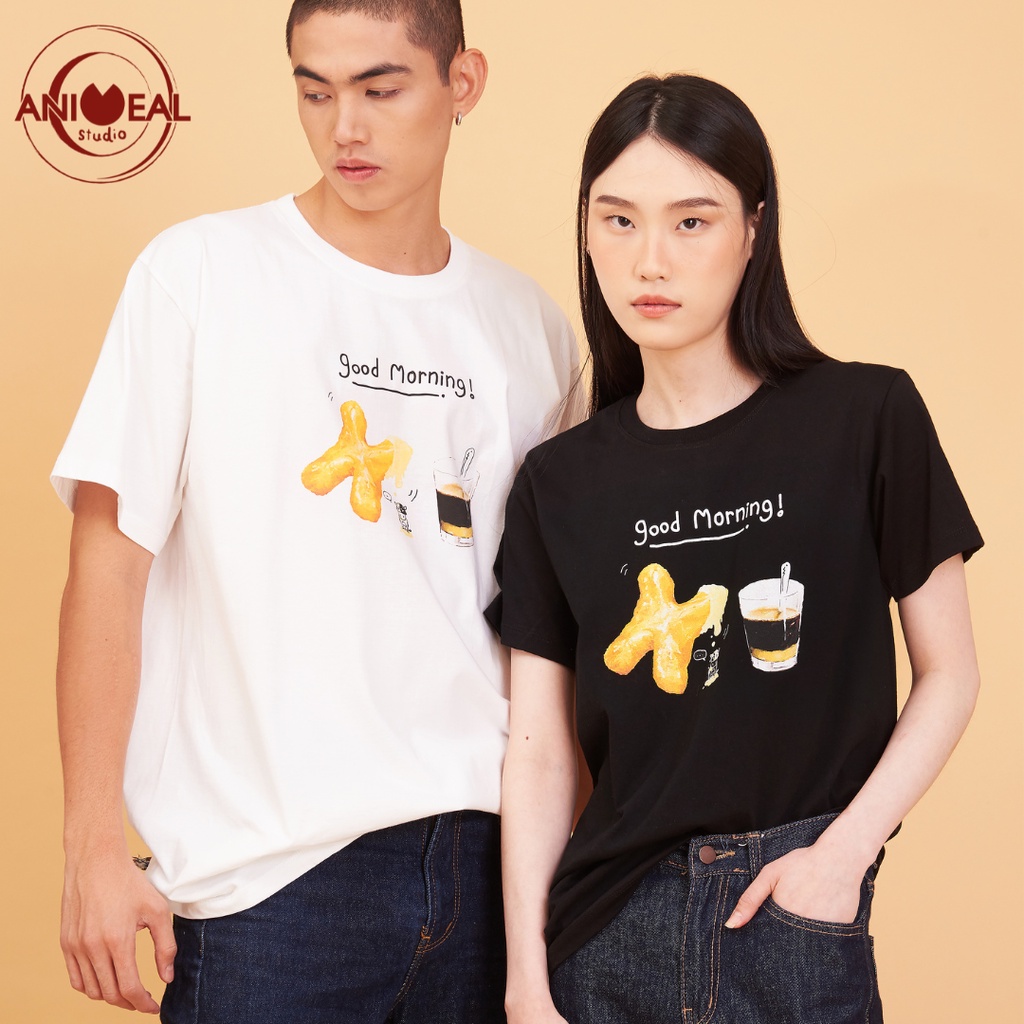 ANIMEAL เสื้อยืด / เสื้อคู่ ลายปาท่องโก๋ "good morning" (UNISEX)