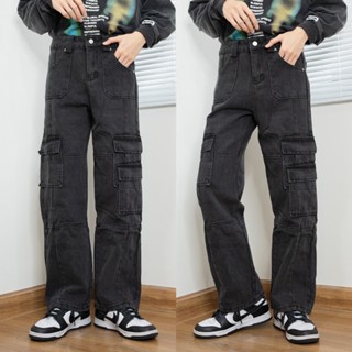 JOGGER JEANS กางเกงเอวสูงทระบอกคาโก้