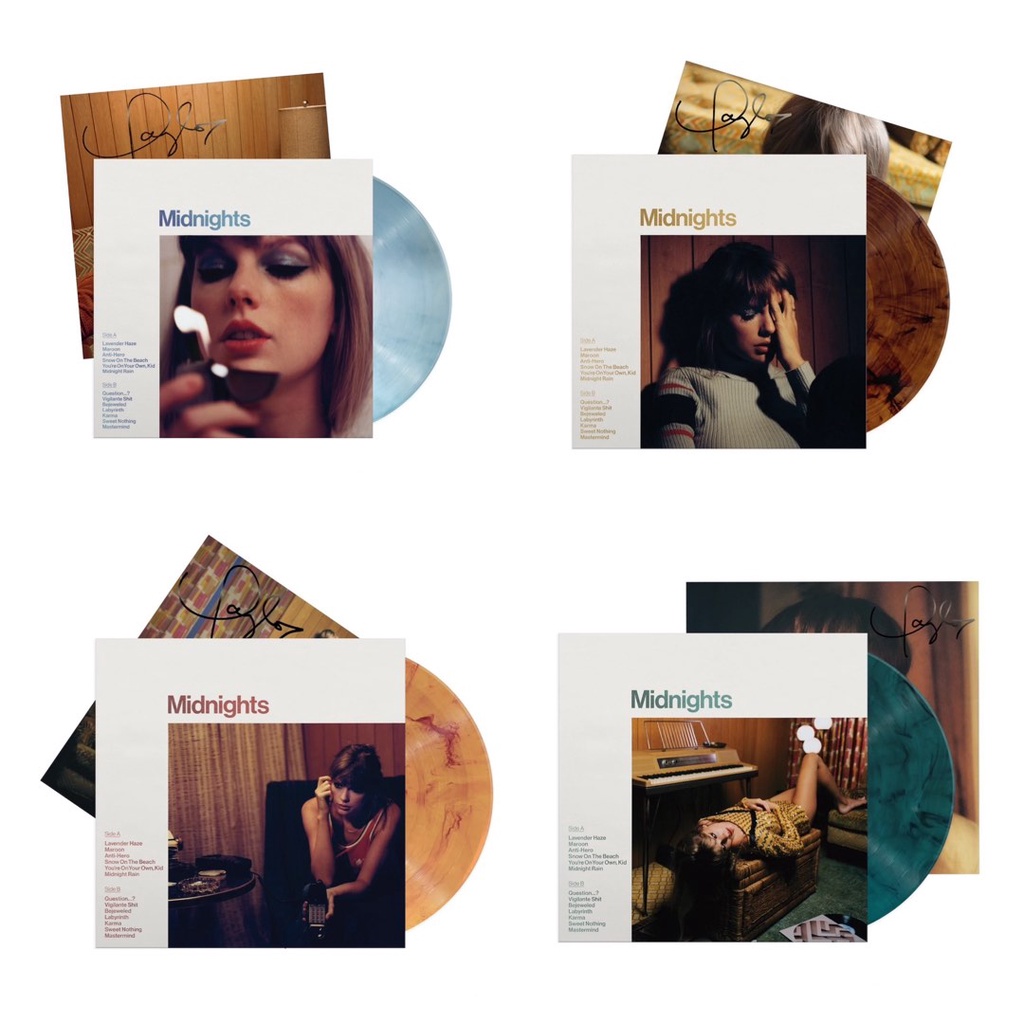 แผ่นเสียงพร้อมลายเซ็นต์ Taylor Swift Midnights Vinyl with Hand Signed Photo เก็บเงินปลาทางทักแชท