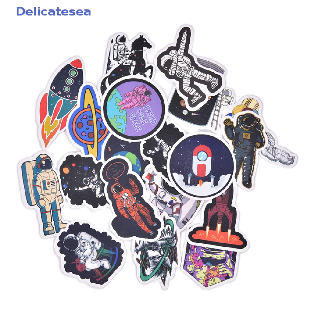 [Delicatesea] สติกเกอร์ ลายนักบินอวกาศ สําหรับติดตกแต่งสเก็ตบอร์ด แล็ปท็อป กระเป๋าเดินทาง 50 ชิ้น