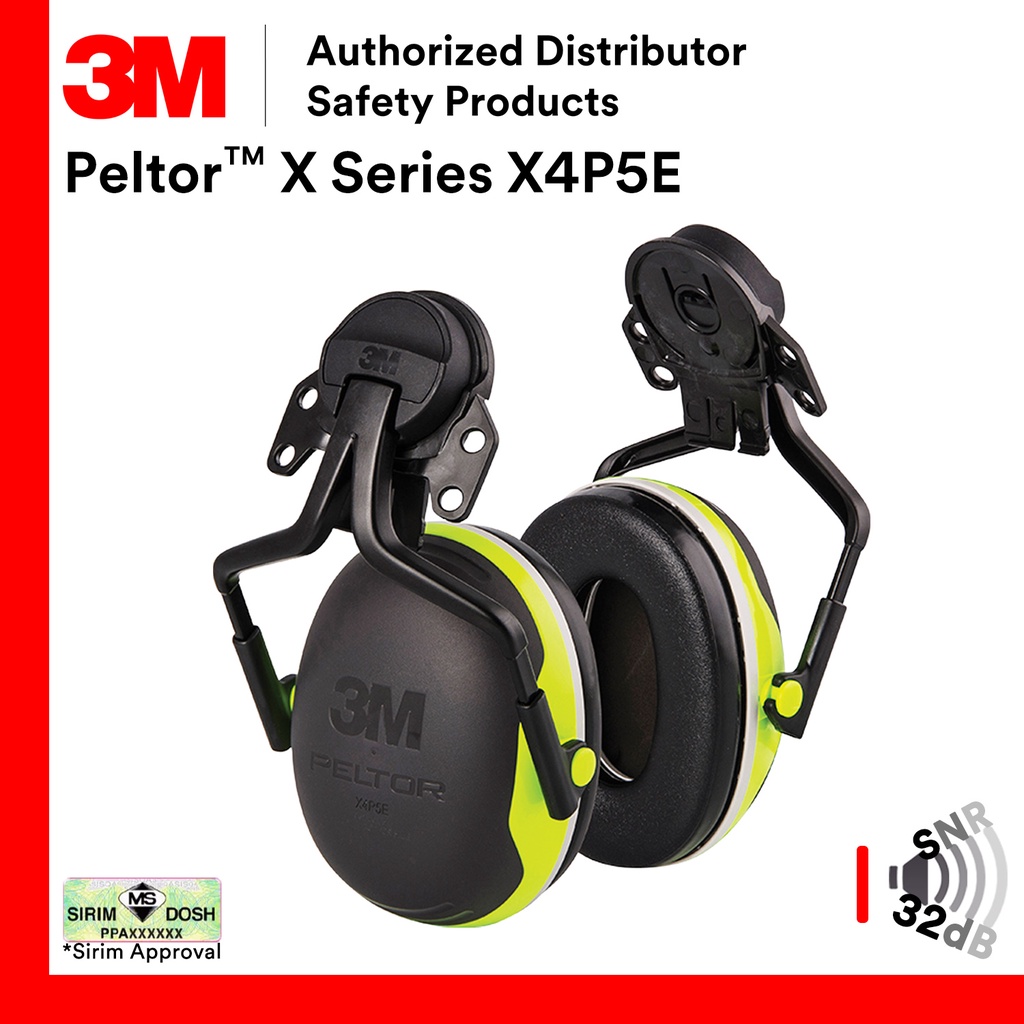 3M X4P5E(ปีกสั้น 25dB) / X4P51E(Full Brim 26dB) / DOSH SIRIM ได้รับการอนุมัติหมวกกันน็อค PELLER ติดฉ