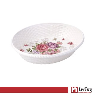 KASSA HOME ถาดเมลามีนทรงกลม รุ่น YL013611 ขนาด 9 นิ้ว ลาย Peony