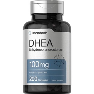 Horbaach - DHEA 100mg 200 Capsules อาหารเสริมเพิ่มปริมาณไข่ สำหรับผู้มีบุตรยาก วิตามินวัยทอง