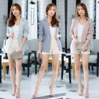 SK0318 เสื้อBlazer สูทลายทาง ลุคCEO