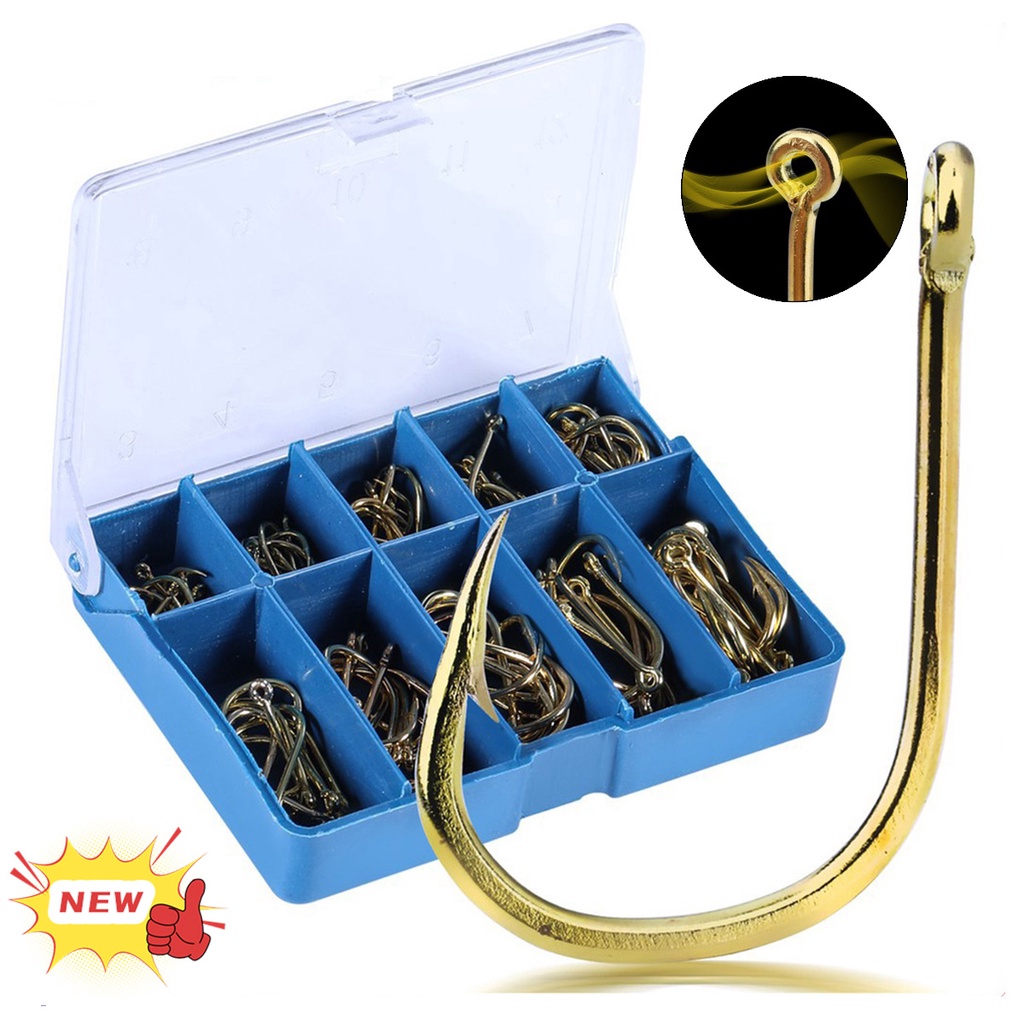 การจัดส่งที่รวดเร็วจากประเทศไทย ใหม่ ตะขอตกปลา70 Pcs 6mm-11mm พร้อมกล่องทองตะขอตกปลา ขอเกี่ยว