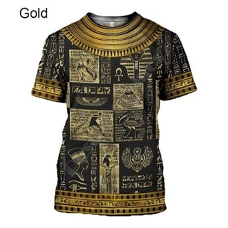 เสื้อยืดแขนสั้น พิมพ์ลาย Horus Ancient Horus Egyptian God Eye of Egypt Pharaoh Anubis Face 3 มิติ สไตล์ฮาราจูกุ แฟชั่นโบราณ สําหรับผู้ชาย