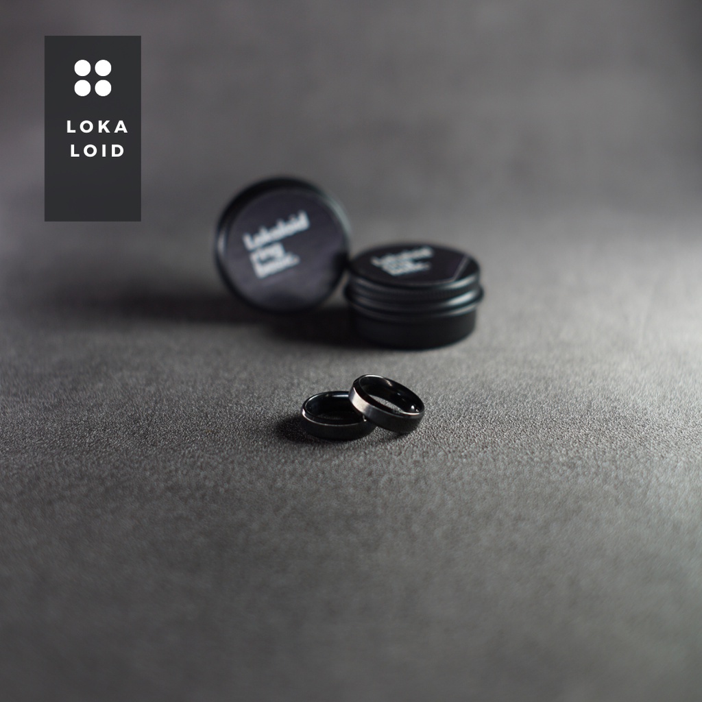 แหวนขนาด 6 มม. ผู้ชายและผู้หญิงพื้นฐานสแตนเลสสีดําป้องกันสนิมป้องกันการจางหาย Lokaloid