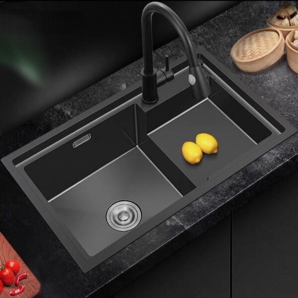 ซิ้งล้างจาน ซิงค์ล้างจาน  ล้างจานสีดำ  1 หลุม Sink Kitchen Stainless Steel