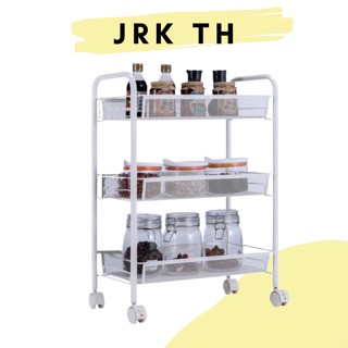 ชั้นวางของรถเข็น 3 ชั้น สีขาว มีล้อ/multipurpose trolley shelf There are 3 floors with wheels.