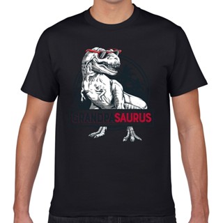 เสื้อยืดแขนสั้นลําลอง พิมพ์ลาย Grandpasaurus Rex Grandpa Saurus สีดํา สําหรับผู้ชาย