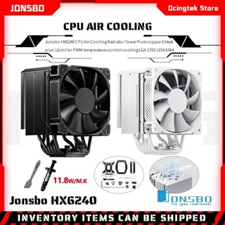 Jonsbo HX6240 พัดลมระบายความร้อน CPU ท่อความร้อน 6 ท่อ สีดํา ขาว พร้อมพัดลมเสียงเงียบ 120 มม. สําหรับ LGA 1200 115X 1700 2011 AMD AM4