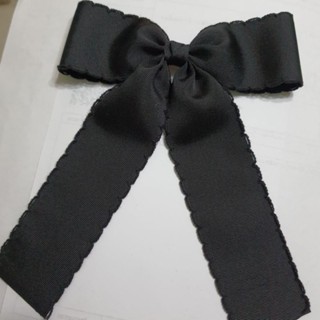 โบว์นักเรียนสีดำผ้าถักขอบขนาดผ้ากว้าง 2 นิ้ว สีดำ