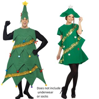 Christmas Tree Cosplay Costume Adult Men Women Fancy Dress Christmas Party Outfit Set