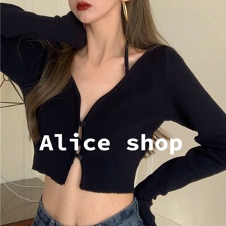 Alice เสื้อครอป เสื้อยืดแขนยาวผู้หญิง 2022 ใหม่ S051188