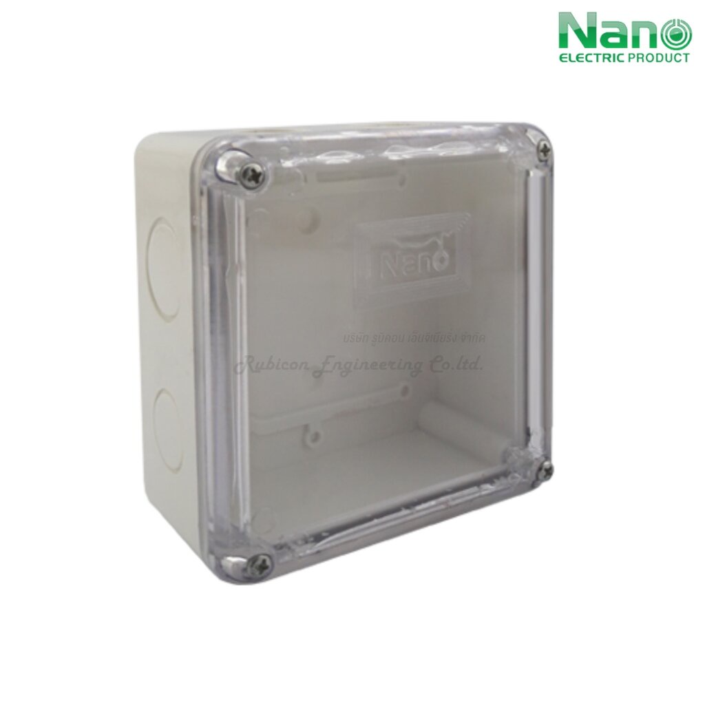 NANO-202CW กล่องพลาสติกกันน้ำฝาใส ขนาด 4x4x2" (110x110x60 mm.) (NANO Electric®)