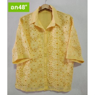 เสื้อผู้ใหญ่ เสื้อลูกไม้ อกใหญ่ 48" ฟรีไซส์44-48ใส่ใด้