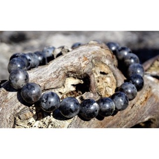 Natural Larvikite Bead Bracelet, Genuine Round Beaded Healing Crystal Bracelet Men Women Stretchy Bracelet