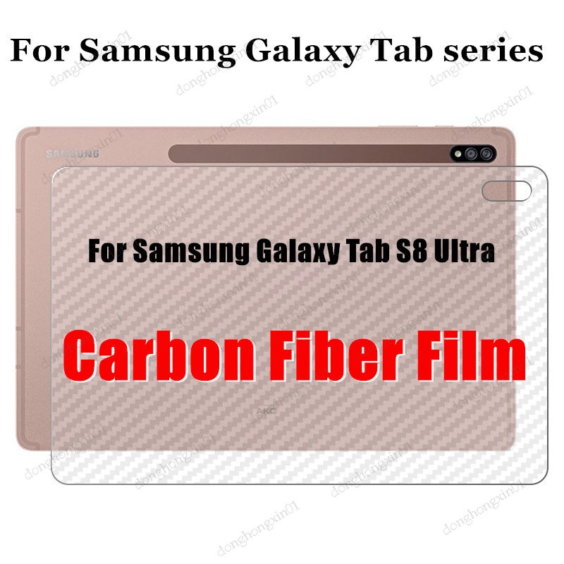 ฟิล์มสติกเกอร์คาร์บอนไฟเบอร์ 3 มิติ ป้องกันรอยหน้าจอ ด้านหลัง สําหรับ Samsung Galaxy Tab S8 Ultra S8 S7 Plus S7 FE A7 Lite SE