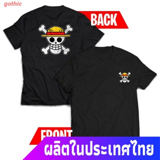 gothic เสือยืดผู้ชาย เสื้อบอดี้โ ONE PIECE Cosplay Cartoon Anime LUFFY Pirates T-Shirt Short Sleeve Casual Unisex Cotton