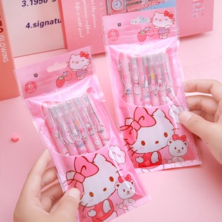 ปากกาเจล Hello Kitty น่ารัก อุปกรณ์เครื่องเขียน 6 ชิ้น