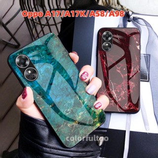 เคสโทรศัพท์มือถือกระจกนิรภัย แบบแข็ง กันกระแทก ไล่โทนสี หรูหรา สําหรับ Oppo A78 A 78 A17K A17 K A58 A98 5G