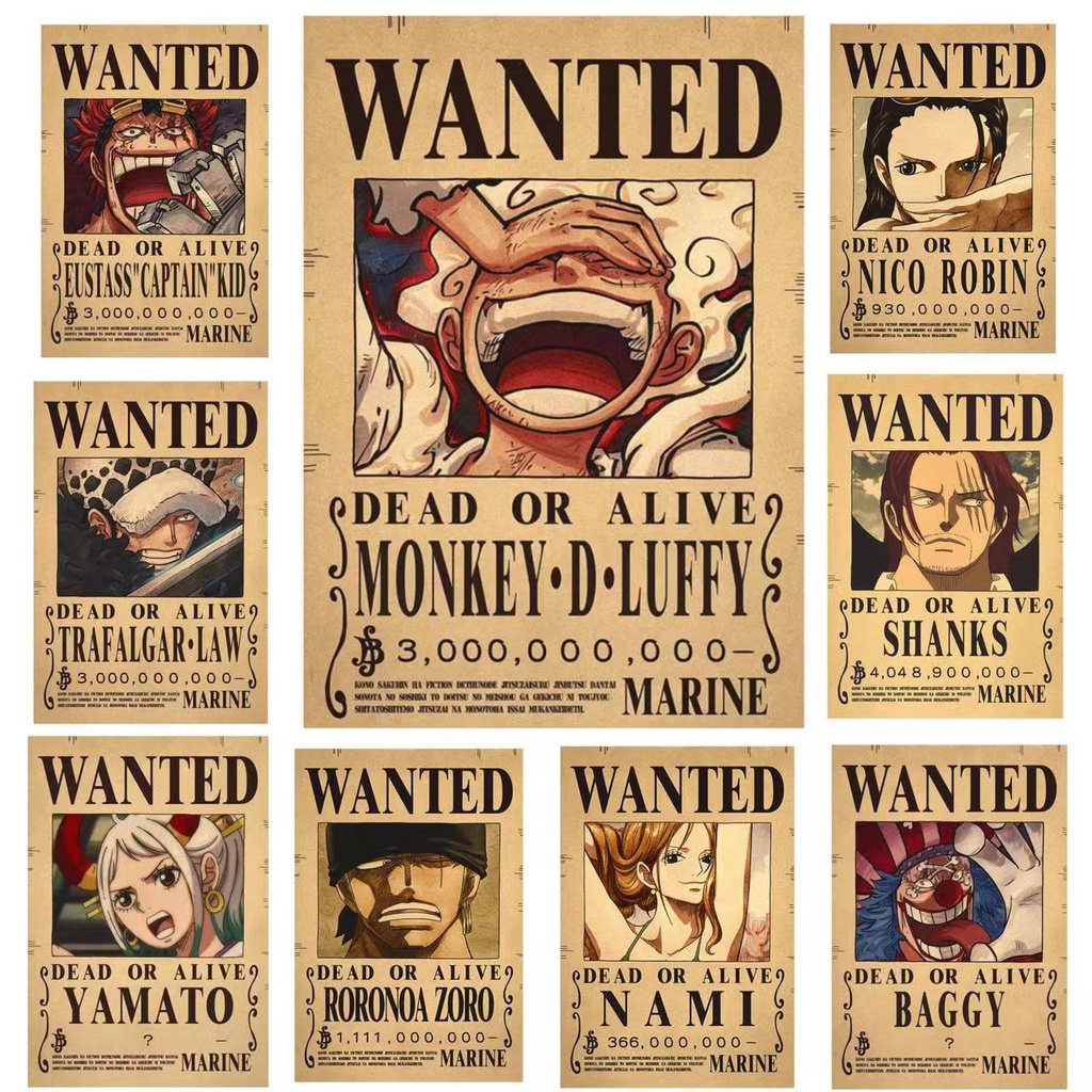 โปสเตอร์กระดาษคราฟท์ ลาย one piece luffy gear 5 nika สไตล์วินเทจ สําหรับติดตกแต่งผนังห้องนอน รูปภาพ