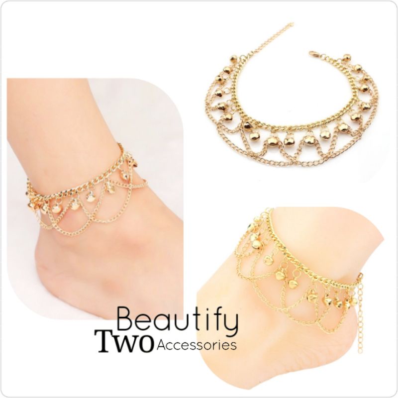 🎗️สร้อยข้อเท้ากระดิ่งแลโซ่ห้อยระย้าสีทองเสริมเสน่ห์อย่างน่าทึ่ง/ราคาต่อ 1 ชิ้น