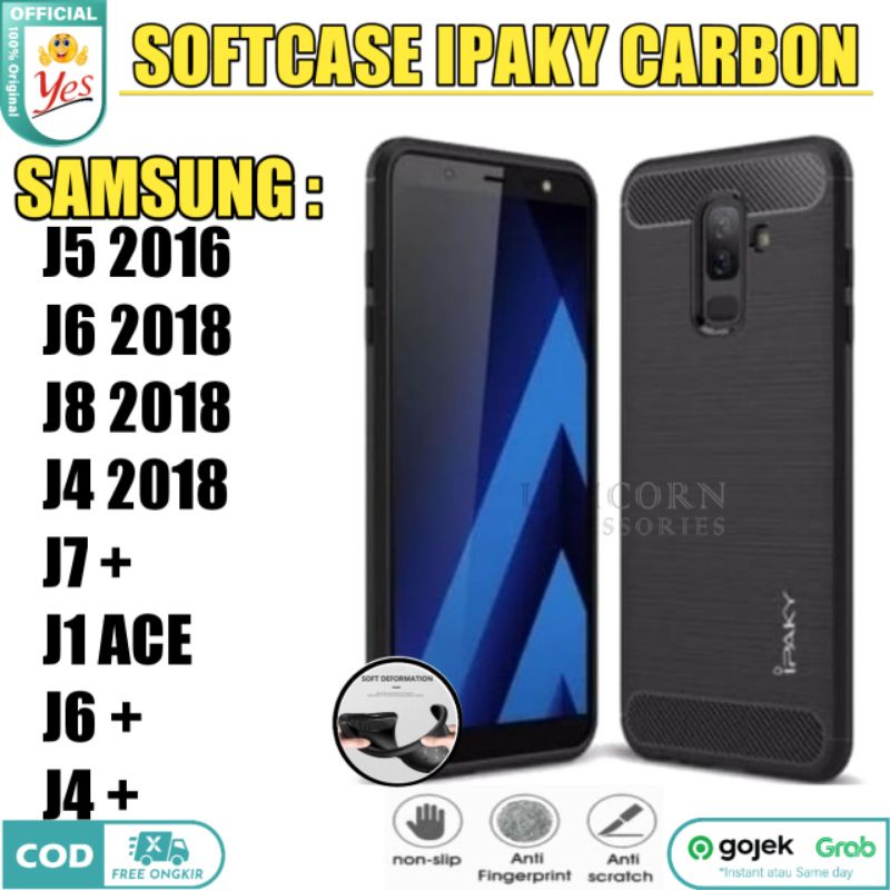 Samsung J4 J7 + J6 Plus J1 ACE J8 2018 J5 2016 J7 Duo Softcase ipaky Carbon Casing Silicon Case Prem